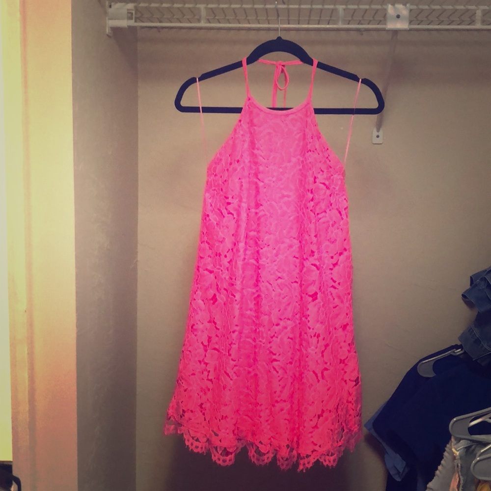 Hot pink halter top dress